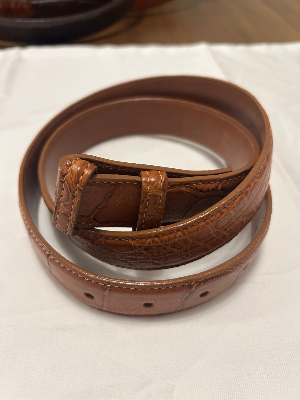 Paul Stuart Genuine Alligator Leather Belt Strap Replacement Cognac Brown